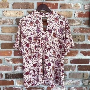 Eyeshadow Floral Key Hole Blouse